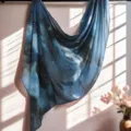 Blue watercolor printed modal cotton shawl, elegant artistic design for women scarf variant. - 09