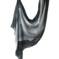 Black grey gradient digital printed polyester cotton scarf, soft breathable fashion shawl. - 128 / 80*180cm