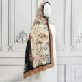 Sciarpa hijab in chiffon con stampa floreale da donna, scialle lungo leggero moda elegante. - 15