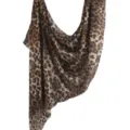 Chic leopard print long scarf, soft polyester cotton, stylish head covering and shawl. - 23