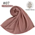 Solid color ribbed mercerized cotton hijab shawl with red trim and golden rhinestones. - Pearl Blush (Golden Rhinestones)