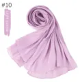 Solid color breathable cooling island satin pleated long scarf, lightweight hijab, elegant style. - Light Purple