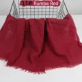 Solid color breathable crinkle cotton linen scarf beaded tassel shawl for daily wear - Rumba Red