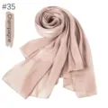 Solid Color Breathable Silky Chiffon Scarf Variant Champagne Elegant Long Hijab Wrap - Champagne
