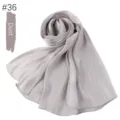 Solid color glossy shimmering crinkle long silk scarf, breathable soft grey variant. - Dust