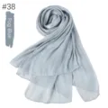 Fog Blue pleated satin hijab, breathable shimmering long silk scarf for elegant daily wear. - Haze Blue