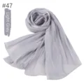 Light Grey pleated long scarf, breathable cooling island silk shimmering shawl for women. - Light Gray