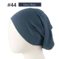 Solid color modal beanie cap in navy blue, high elasticity for women's daily wear. - 23*25.5cm / Navy Blue