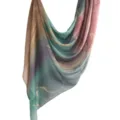 Watercolor gradient satin cotton scarf shawl variant with elegant abstract golden lines. - 54