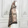 Elegante sciarpa hijab in chiffon stampata da donna stile etnico scialle musulmano moda. - 04