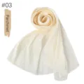 Solid color breathable crinkle satin long scarf parchment variant for women fashion accessory - Parchment Color