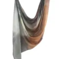 Gradient watercolor print scarf, lightweight satin cotton shawl, elegant ethnic headscarf. - 58