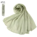 Green Lily Pleated Satin Long Scarf Hijab Lightweight Silky Headwrap for Women - Green Lily
