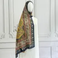 Sciarpa in chiffon con stampa etnica, lungo scialle hijab musulmano, elegante design floreale, 170x70cm. - 19