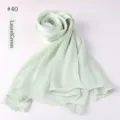 Laurel green shiny satin long scarf, breathable and lightweight silk variant #40 for women. - Laurel Green