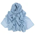 Solid light blue modal cotton linen scarf breathable soft wrap shawl for women daily wear - Light Blue