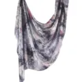 Marble print silk scarf, elegant purple and pink watercolor abstract design summer shawl. - 25