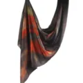 Luxury abstract printed silk scarf elegant ethnic shawl women long fashion neck wrap 180x85cm - 85*180cm / Red Black Brown Artistic Strokes (41)