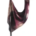 Elegant purple abstract print silk scarf, lightweight draped shawl for women, 180x85cm fashion. - 85*180cm / Purple Brown Beige Ink Print (37)