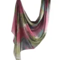 Silk printed scarf ethnic shawl elegant floral neckerchief soft lightweight women accessory - 85*180cm / Pink Green Grey Artistic Print (34)