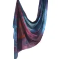 Silk printed scarf, blue purple gradient ethnic shawl, elegant lightweight headscarf for women - 85*180cm / Blue Purple Red Gradient Print (35)