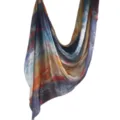 Silk printed scarf ethnic style shawl abstract colorful pattern fashion headscarf option - 85*180cm / Blue Orange Purple Abstract Art (36)