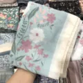 Floral print cotton voile square scarf lightweight fashion hijab sun protection shawl - 70