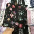 Black floral print voile square scarf, fashionable Muslim hijab and sun protection shawl. - 19