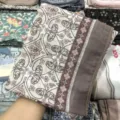 Cotton voile square scarf with floral print, stylish sun protection hijab and shawl. - 86
