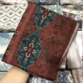 Ethnic floral square scarf, 110cm printed hijab voile shawl, vintage fashion head cover. - 82