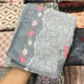 Blue printed voile square scarf, fashionable floral Muslim headscarf and shawl style. - 69