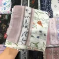 Floral print square scarf, lightweight voile hijab and sun protection shawl for daily wear. - 07