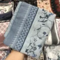 Blue printed Bali yarn square scarf, fashionable sunscreen hijab and versatile shawl for daily wear. - 72