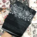 Black square floral hijab scarf, lightweight voile fashion head wrap for Muslim women. - 52