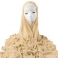 Solid pleated rayon hijab set with matching inner cap, elegant beige long scarf for women - Beige