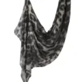 Grey leopard print polyester-cotton long scarf, fashion head cover variant 180x80cm. - 80*180cm / 149