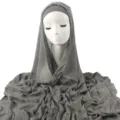 Grey pleated rayon hijab set with matching elastic inner cap for women daily wear SKU. - Dark Gray
