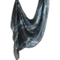 Black marble print satin polyester tie-dye long scarf, stylish neck accessory for daily wear. - 20