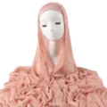 Pink crinkled rayon hijab scarf and matching inner cap set variant for everyday modest fashion. - Dusky Pink