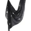 Black celestial print scarf shawl with sun, stars, and constellation patterns for women. - 30