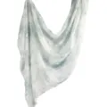 Watercolor floral printed satin poly-cotton women's long scarf shawl variant view elegant - 36