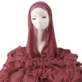 Crinkled hijab scarf and matching inner cap set in dark red for daily Muslim women wear. - Wine Red