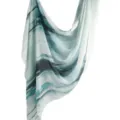 Blue watercolor modal cotton scarf, elegant abstract striped print women shawl variant. - 48