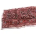 Burgundy floral print chiffon scarf, lightweight soft breathable spring summer head wrap hijab - 36