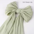 Grüner Lilien plissierter seidenähnlicher Schal, eleganter Schleifenschal und weiches Tuch. - 51# Grüne Lilie