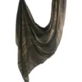 Modal cotton abstract print shawl scarf, elegant brown gold ethnic style headscarf for women. - 52