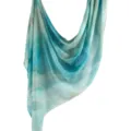 Watercolor gradient blue women's satin cotton scarf elegant shawl fashion head wrap - 64