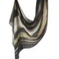 Watercolor stripe modal cotton scarf in black and olive green, elegant draped women shawl. - 66