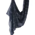 Dark blue plaid scarf, lightweight breathable fabric, elegant draped shawl for daily wear. - 80*180cm / 181