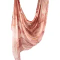 Pink watercolor print modal cotton shawl, elegant draped scarf for women and daily wear. - 67